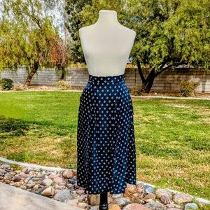 Vintage ESPRIT sz 5/6 Retro Navy Flower Print Button Down Maxi Long Skirt EUC